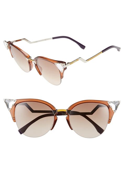 fendi crystal cat eye sunglasses in peach palladium pink|Women's Designer Sunglasses .